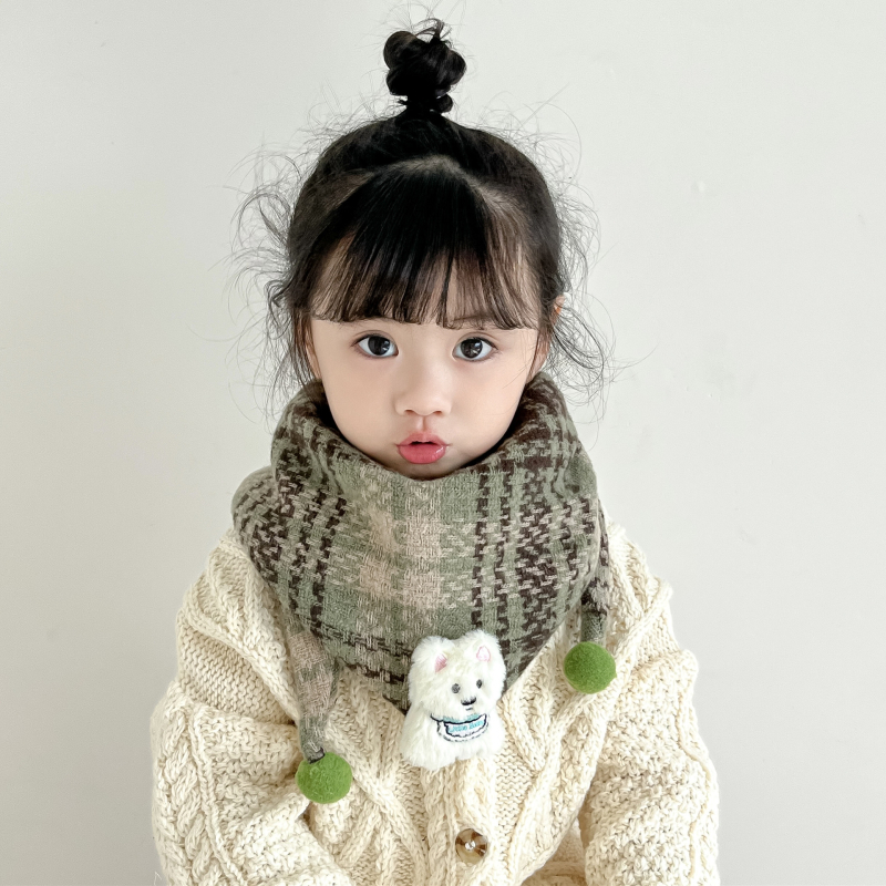 Vaikiškas trikampis šalikas iš poliesterio su languotu raštu, šilta rudens ir žiemai, tinkama pasivaikščiojimams