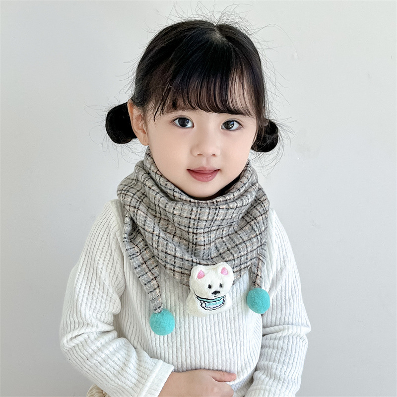 Vaikiškas trikampis šalikas iš poliesterio su languotu raštu, šilta rudens ir žiemai, tinkama pasivaikščiojimams