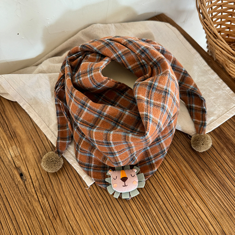 Vaikiškas trikampis šalikas iš poliesterio su languotu raštu, šilta rudens ir žiemai, tinkama pasivaikščiojimams