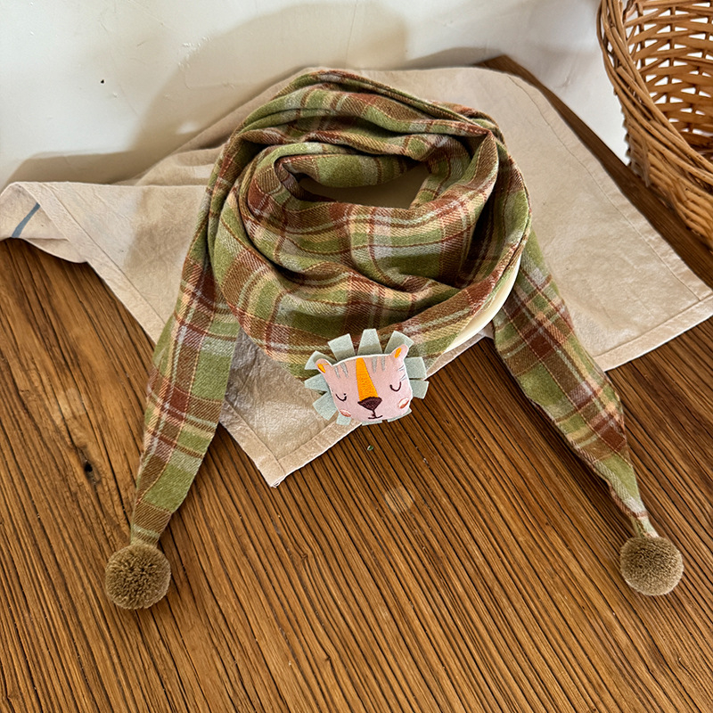 Vaikiškas trikampis šalikas iš poliesterio su languotu raštu, šilta rudens ir žiemai, tinkama pasivaikščiojimams