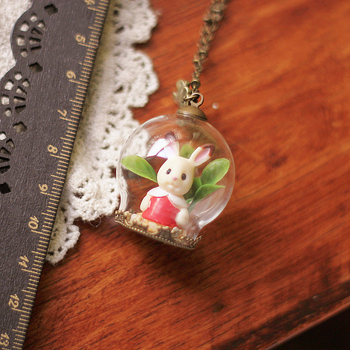 Колие с мотив зайче, ретро ръчно изработено, пластмаса/смола, електроплакиране, стил: мультяшен/детски, модел: животно