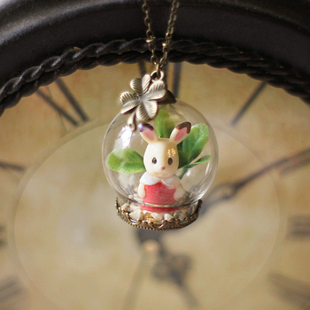 Колие с мотив зайче, ретро ръчно изработено, пластмаса/смола, електроплакиране, стил: мультяшен/детски, модел: животно