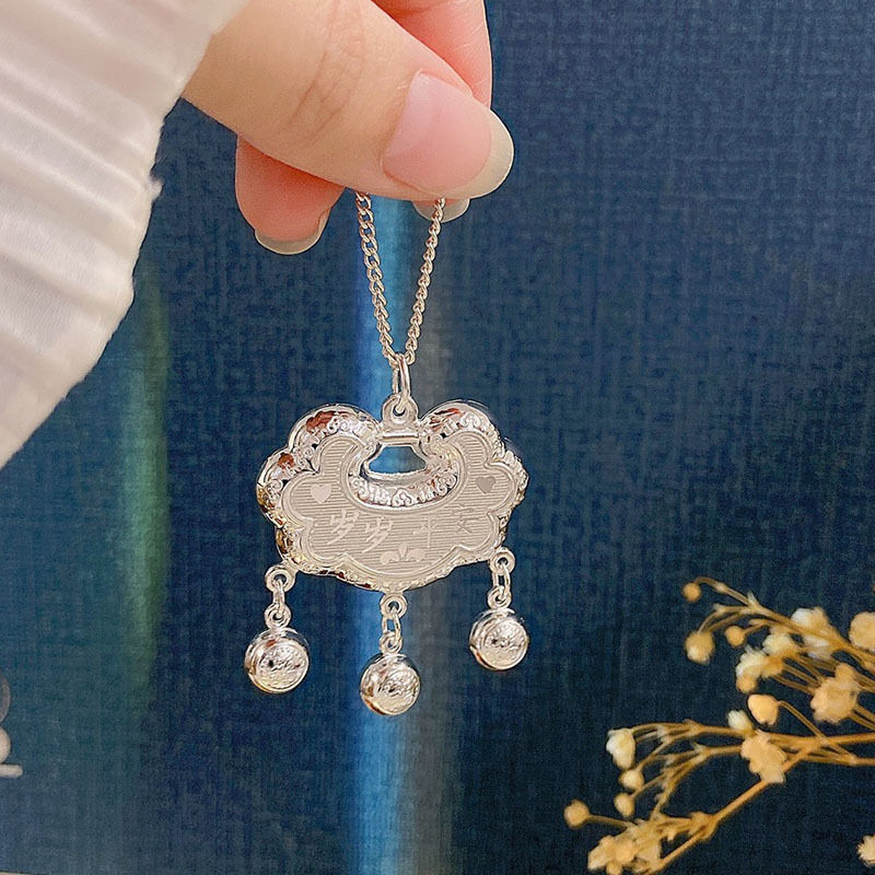 Vaikų sidabrinis kaklo papuošalas su šonine grandine ir sidabriniu pakabuku, apimtis 21–50 cm, tinka vaikams nuo 0 iki 3 metų