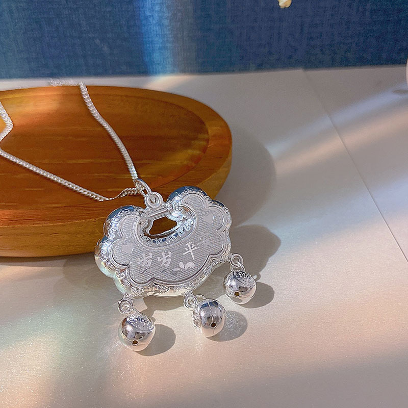 Vaikų sidabrinis kaklo papuošalas su šonine grandine ir sidabriniu pakabuku, apimtis 21–50 cm, tinka vaikams nuo 0 iki 3 metų