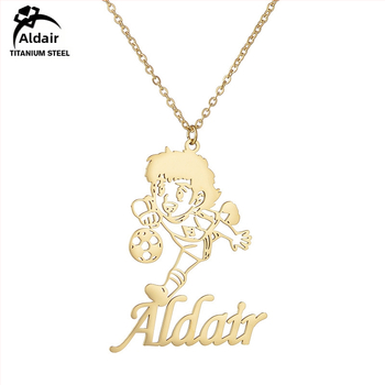 Laste kaelakee karikatuuristiilisest roostevabast terasest, elektroplaadi viimistlus, ripats titaniumpi terasest, O-tüüpi kett, kohandamine