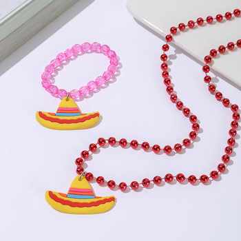 Vaikų karoliai iš plastiko/resino, kamuoliukų grandinė, pakabukas iš minkštos gumos, milteliniai kristalai