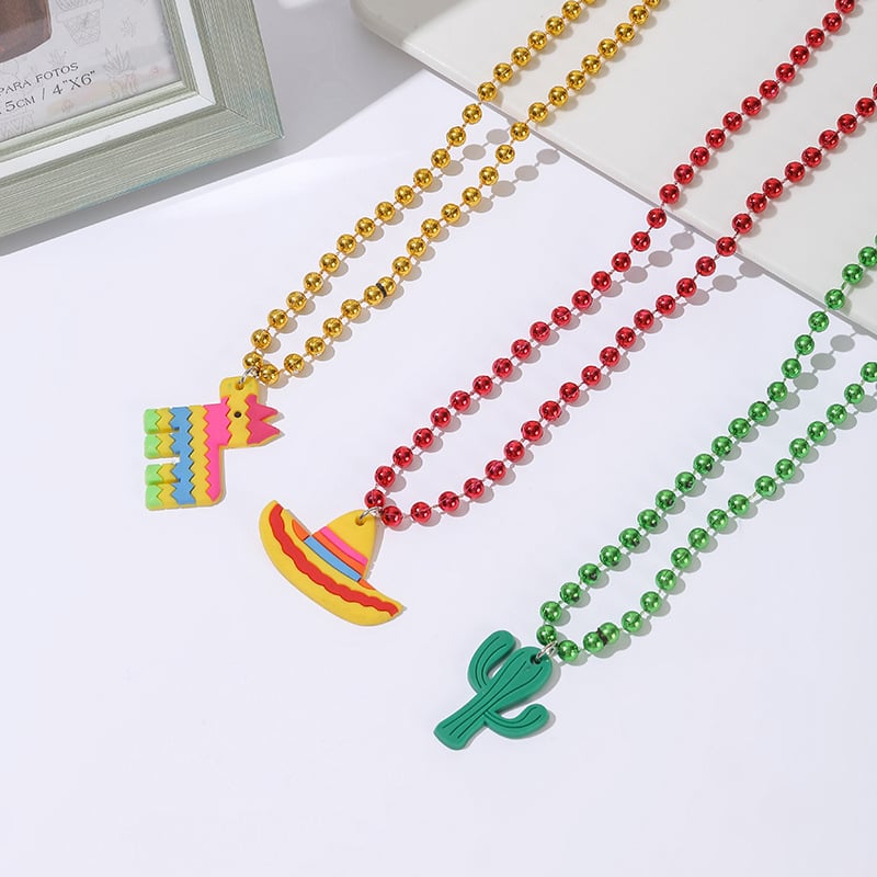 Vaikų karoliai iš plastiko/resino, kamuoliukų grandinė, pakabukas iš minkštos gumos, milteliniai kristalai