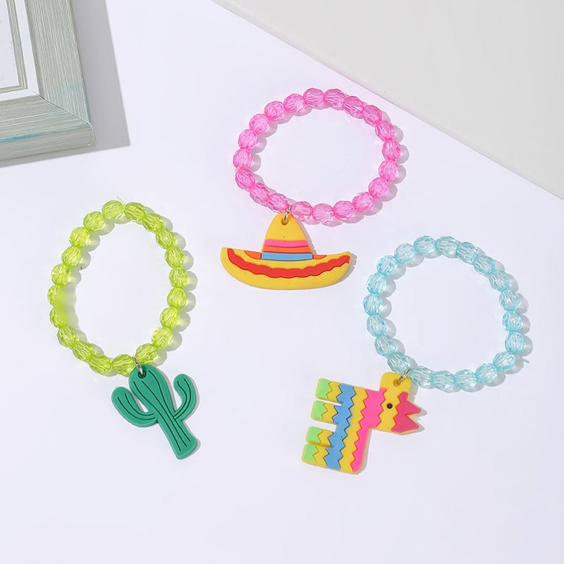 Vaikų karoliai iš plastiko/resino, kamuoliukų grandinė, pakabukas iš minkštos gumos, milteliniai kristalai