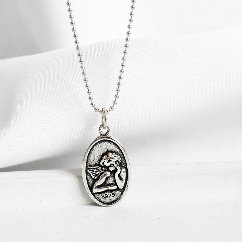 Náhrdelník zo striebra 925 – Strážny anjel, dámsky, kórejský štýl, viacvrstvový, guľôčkový reťazec, dĺžka 21–50 cm