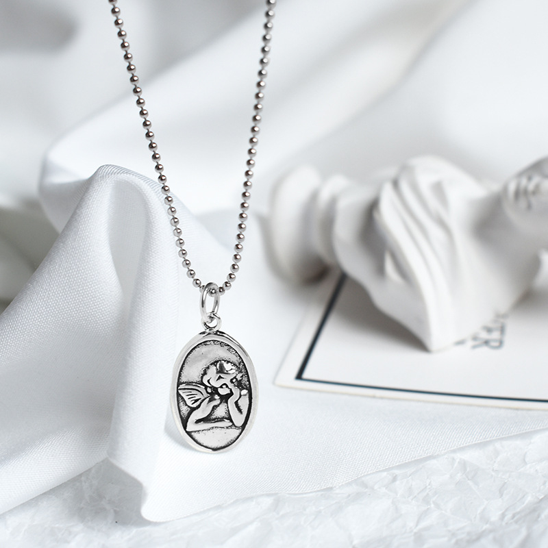 Náhrdelník zo striebra 925 – Strážny anjel, dámsky, kórejský štýl, viacvrstvový, guľôčkový reťazec, dĺžka 21–50 cm