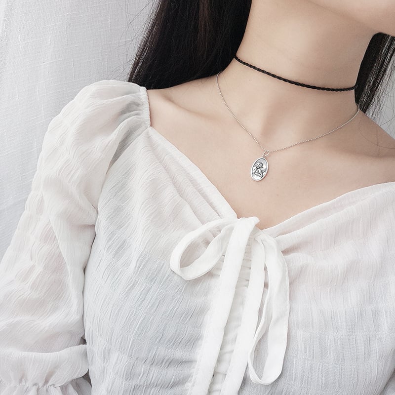 Náhrdelník zo striebra 925 – Strážny anjel, dámsky, kórejský štýl, viacvrstvový, guľôčkový reťazec, dĺžka 21–50 cm