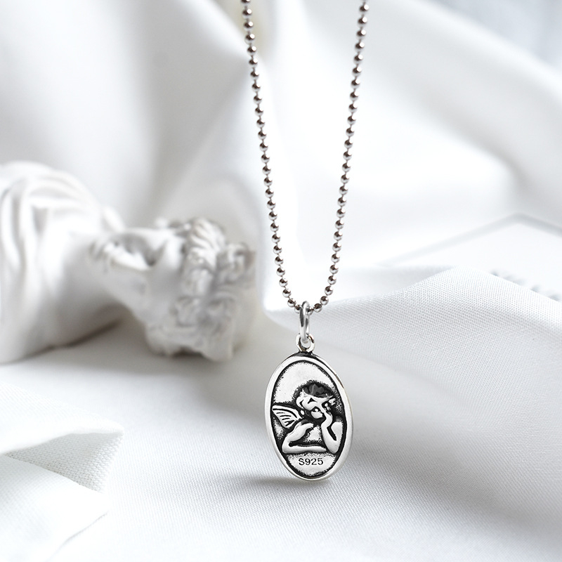 Náhrdelník zo striebra 925 – Strážny anjel, dámsky, kórejský štýl, viacvrstvový, guľôčkový reťazec, dĺžka 21–50 cm