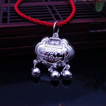 Kūdikio pakabukas iš 999 gryno sidabro, karolių grandinėlė, daugiasluoksnė, gyvūno/zodiako motyvas