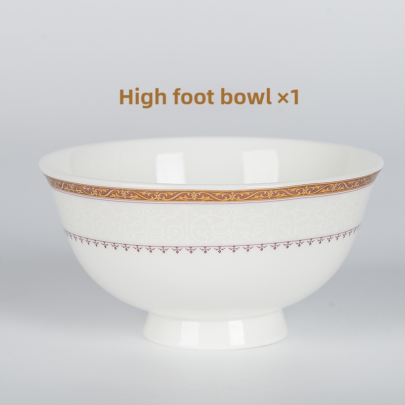 Set de boluri și farfurii din porțelan cu os, formă rotundă, compatibil cu microunde, imprimare logo, personalizare disponibilă