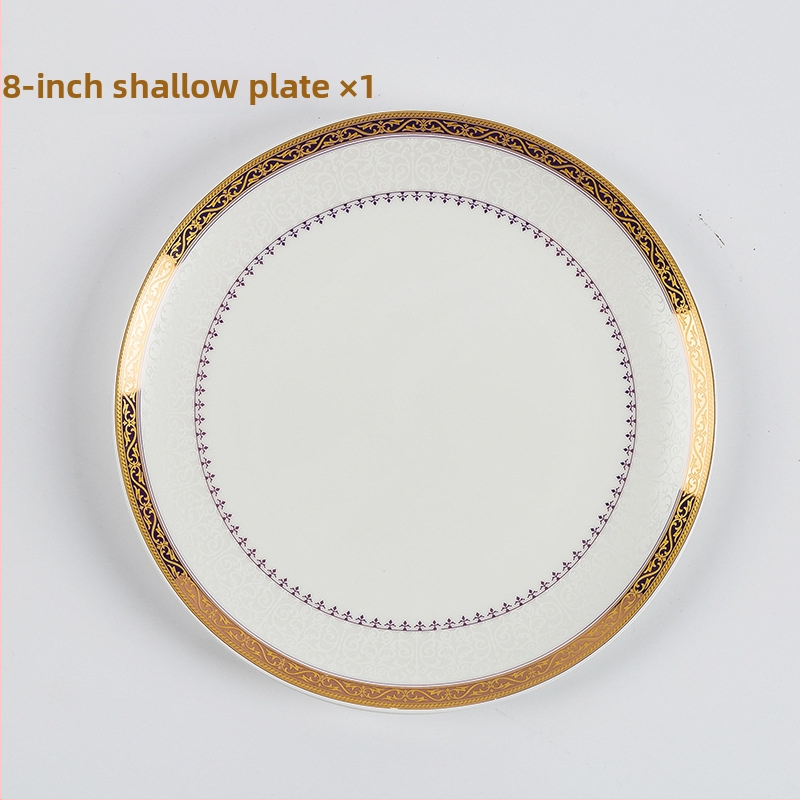 Set de boluri și farfurii din porțelan cu os, formă rotundă, compatibil cu microunde, imprimare logo, personalizare disponibilă