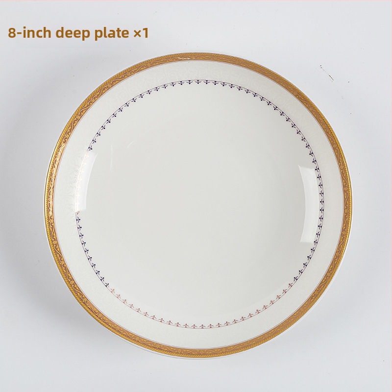 Set de boluri și farfurii din porțelan cu os, formă rotundă, compatibil cu microunde, imprimare logo, personalizare disponibilă