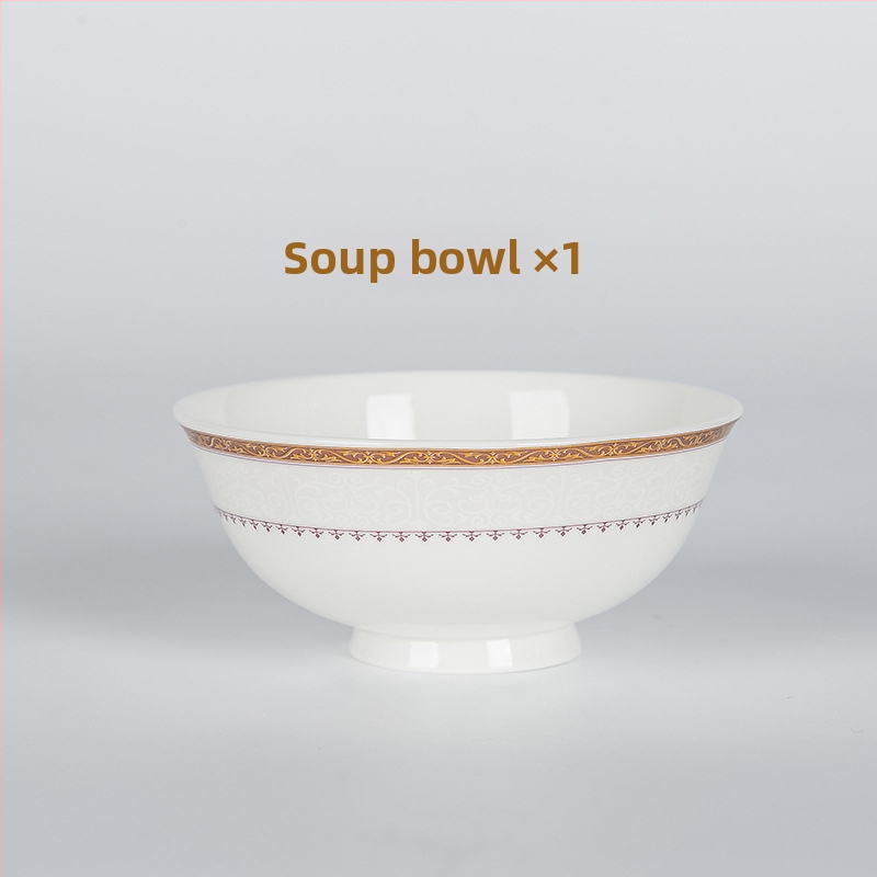 Set de boluri și farfurii din porțelan cu os, formă rotundă, compatibil cu microunde, imprimare logo, personalizare disponibilă