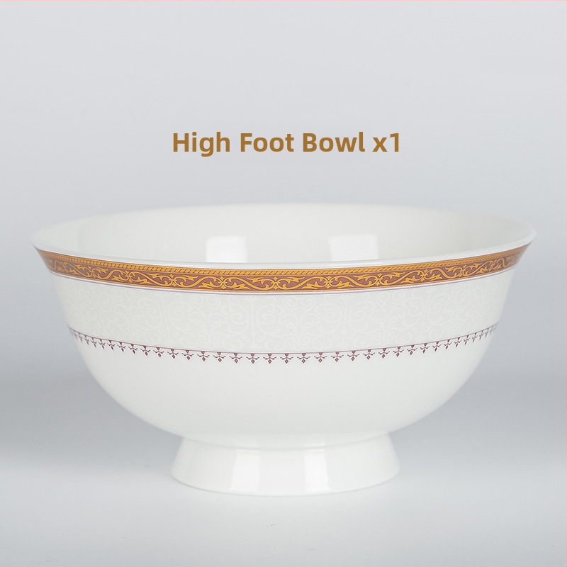 Set de boluri și farfurii din porțelan cu os, formă rotundă, compatibil cu microunde, imprimare logo, personalizare disponibilă