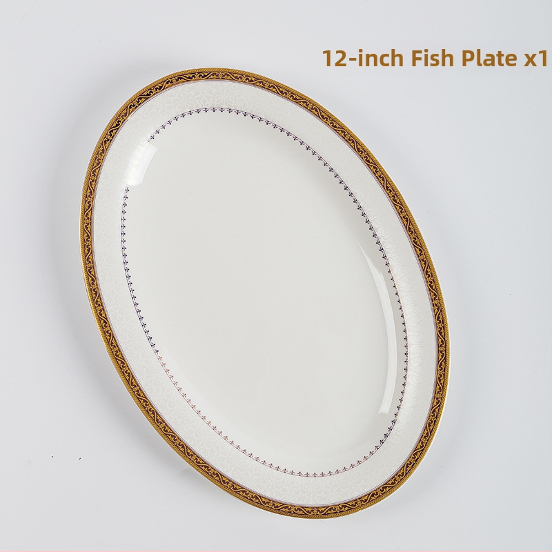 Set de boluri și farfurii din porțelan cu os, formă rotundă, compatibil cu microunde, imprimare logo, personalizare disponibilă