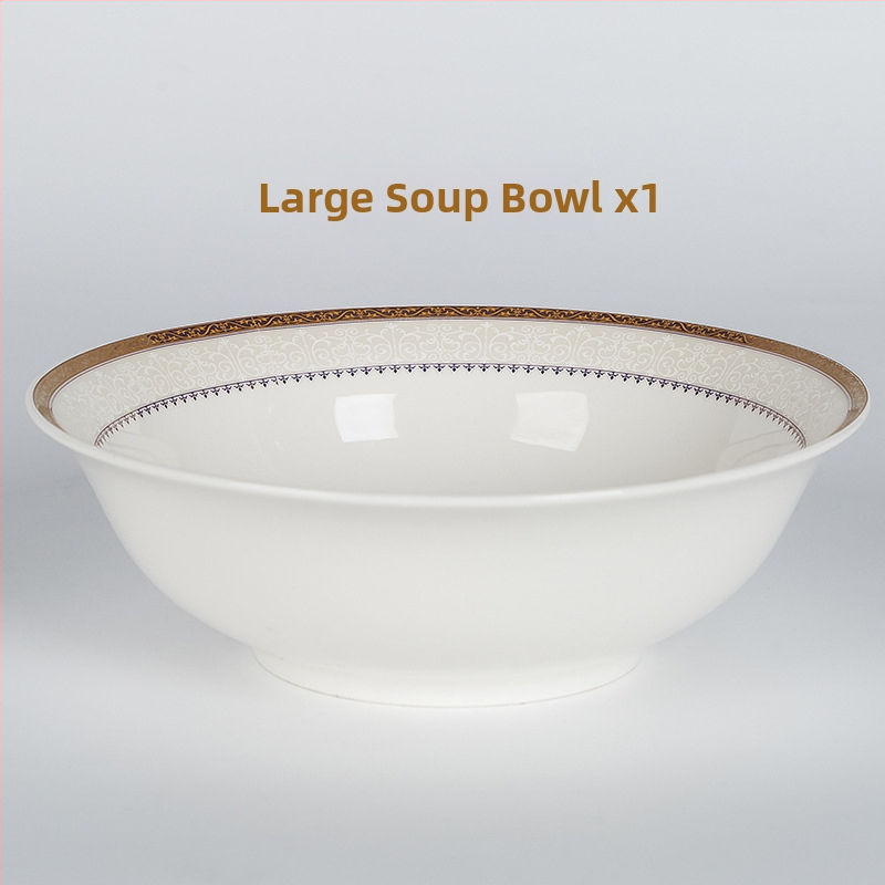 Set de boluri și farfurii din porțelan cu os, formă rotundă, compatibil cu microunde, imprimare logo, personalizare disponibilă