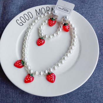 Dječji set nakita: ogrlica, narukvica i naušnice-klipse — 3-dijelni set, plast/smola, dječji stil, ljeto 2024