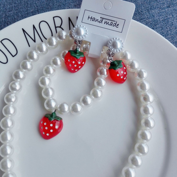 Dječji set nakita: ogrlica, narukvica i naušnice-klipse — 3-dijelni set, plast/smola, dječji stil, ljeto 2024