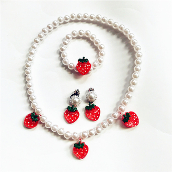 Dječji set nakita: ogrlica, narukvica i naušnice-klipse — 3-dijelni set, plast/smola, dječji stil, ljeto 2024