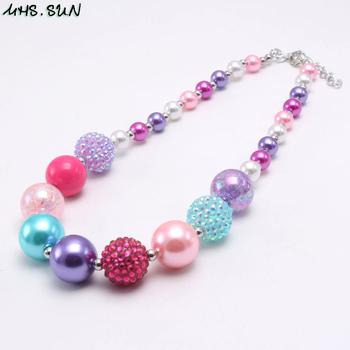 Vaikų karoliai su karoliukų grandine, gėlių dizaino, rankų darbo, iš plastiko/dervos