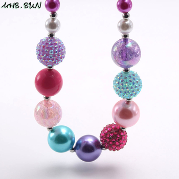 Vaikų karoliai su karoliukų grandine, gėlių dizaino, rankų darbo, iš plastiko/dervos