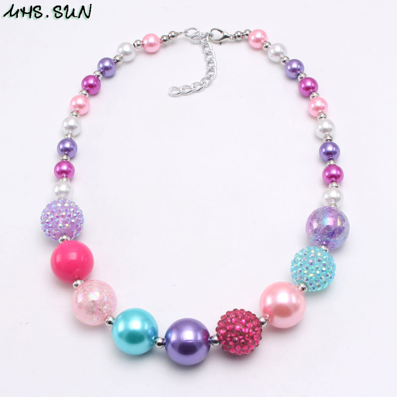 Vaikų karoliai su karoliukų grandine, gėlių dizaino, rankų darbo, iš plastiko/dervos