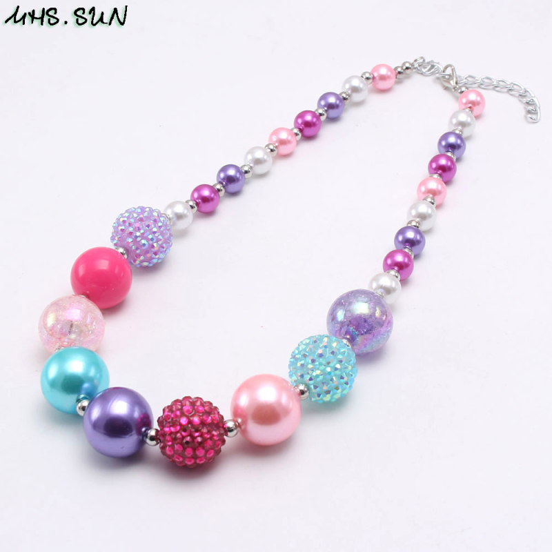 Vaikų karoliai su karoliukų grandine, gėlių dizaino, rankų darbo, iš plastiko/dervos