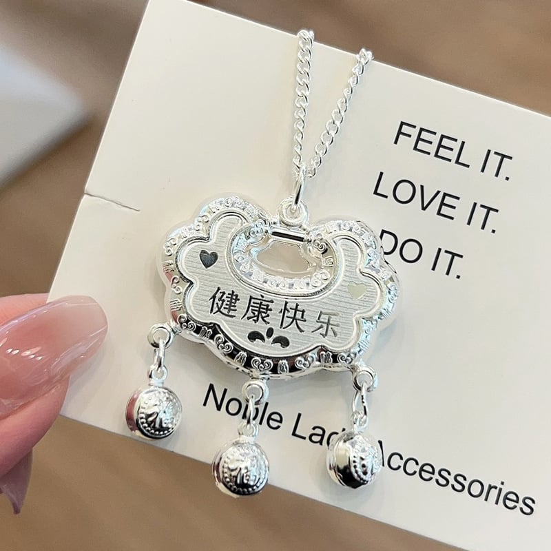 Sidabrinis pakabukas su Fu simboliu, 999 gryno sidabro, rankų darbo, skirtas kūdikiams ir vaikams, be grandinėlės