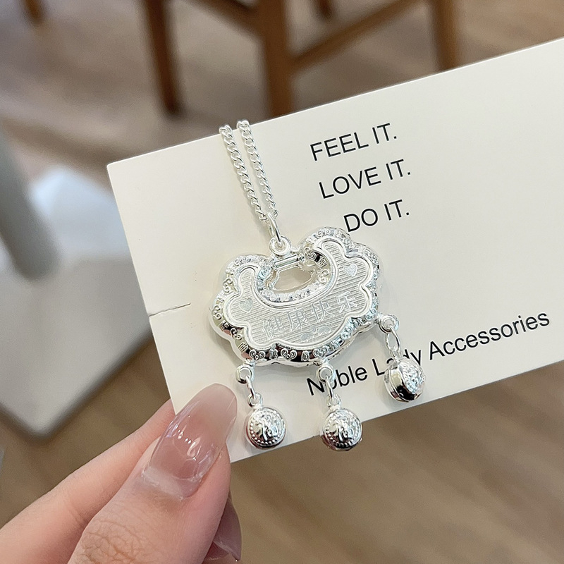 Sidabrinis pakabukas su Fu simboliu, 999 gryno sidabro, rankų darbo, skirtas kūdikiams ir vaikams, be grandinėlės