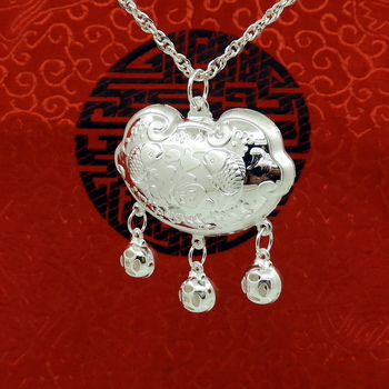 990 sidabro ilgai gyvybei pakabukas vaikams, etninio stiliaus dizainas, štampuotas