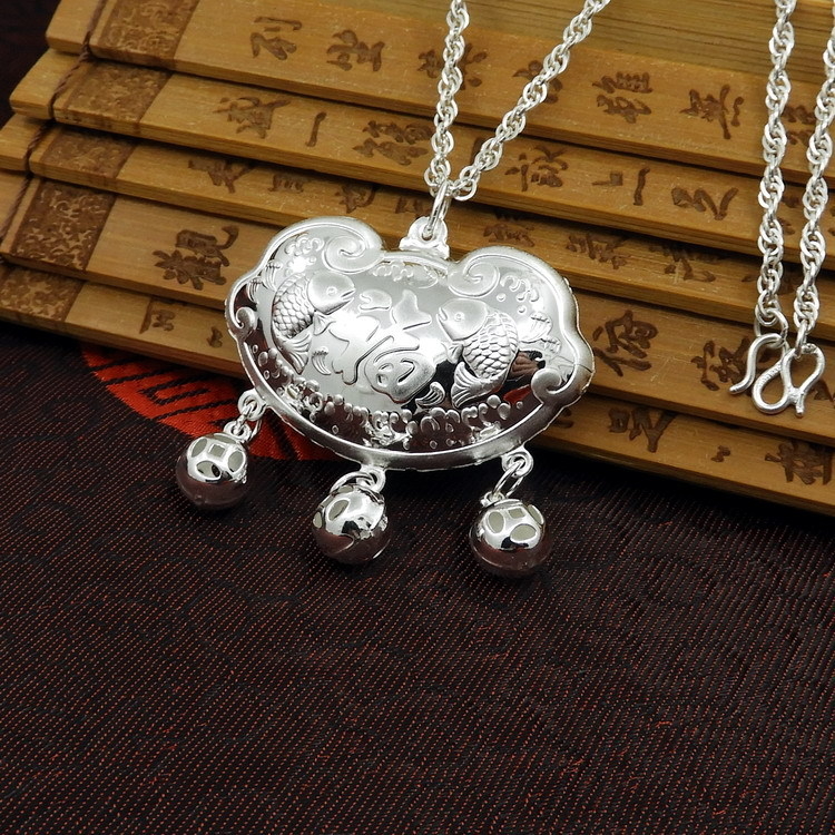 990 sidabro ilgai gyvybei pakabukas vaikams, etninio stiliaus dizainas, štampuotas