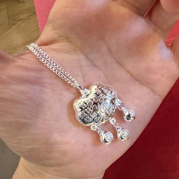 Sidabrinis kaklo papuošalas su zodiako pakabuku vaikams, etninio stiliaus, grynu sidabru