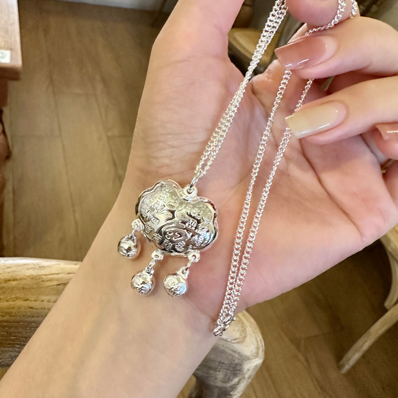 Sidabrinis kaklo papuošalas su zodiako pakabuku vaikams, etninio stiliaus, grynu sidabru