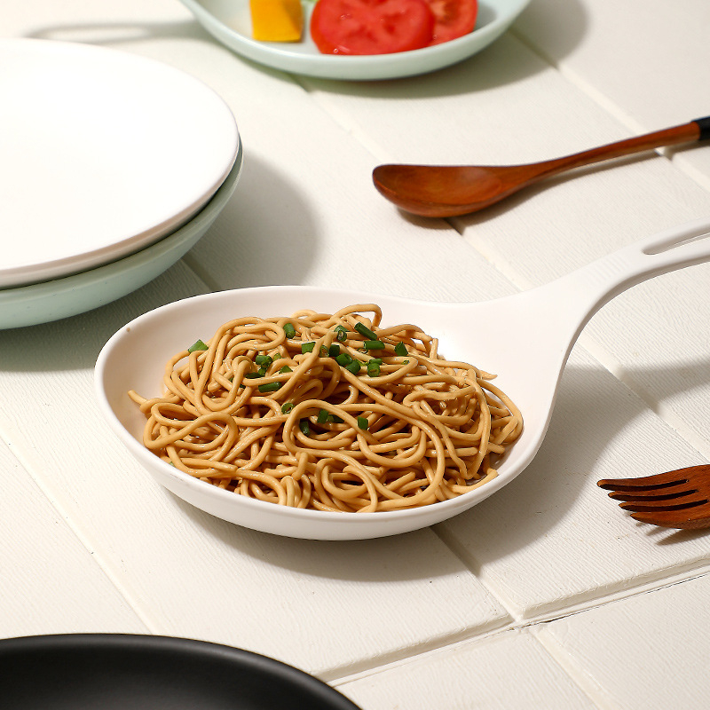 Farfurie cu mâner din melamină, stil Nordic, design simplu, pentru adulți, necompatibilă cu microundele