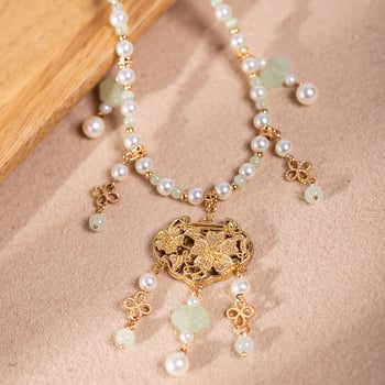 Dječji ogrlica s umjetnim perlama, privjesak od legure, kuglični lanac, duljina 41-50 cm, ručna izrada