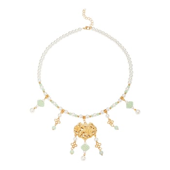 Dječji ogrlica s umjetnim perlama, privjesak od legure, kuglični lanac, duljina 41-50 cm, ručna izrada