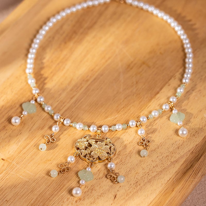 Dječji ogrlica s umjetnim perlama, privjesak od legure, kuglični lanac, duljina 41-50 cm, ručna izrada