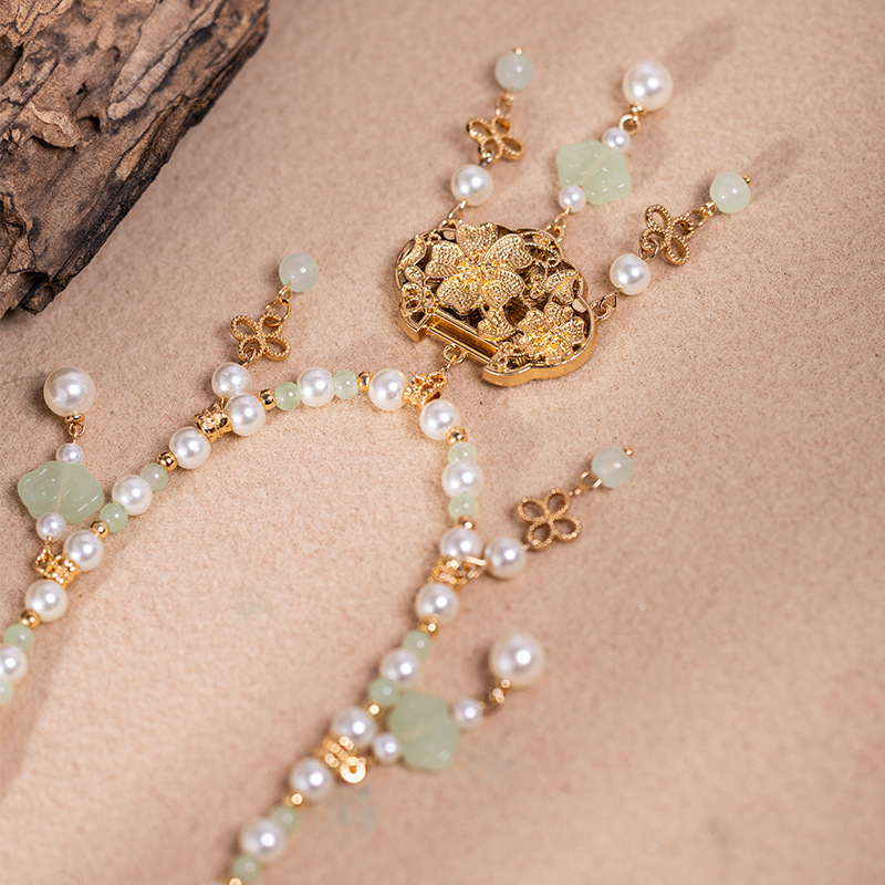 Dječji ogrlica s umjetnim perlama, privjesak od legure, kuglični lanac, duljina 41-50 cm, ručna izrada