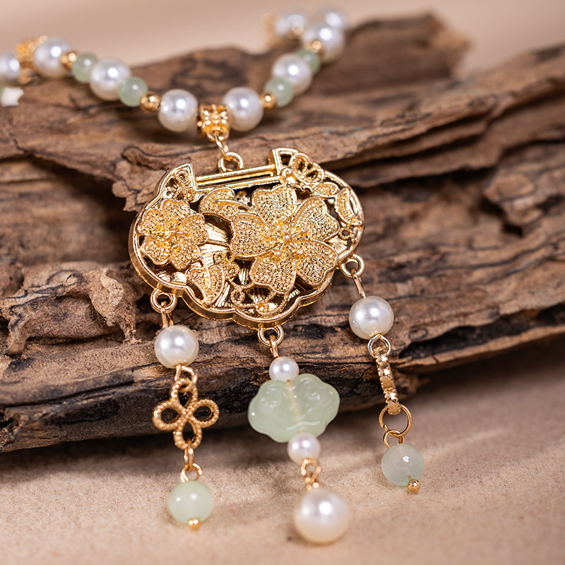 Dječji ogrlica s umjetnim perlama, privjesak od legure, kuglični lanac, duljina 41-50 cm, ručna izrada