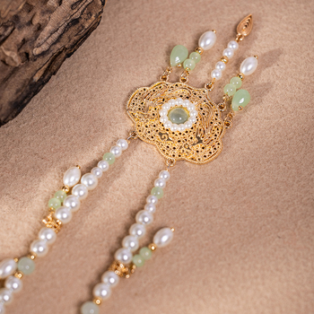 Ogrlica s umjetnim perlama, privjesak od legure, kuglični lanac, antički stil, za djecu