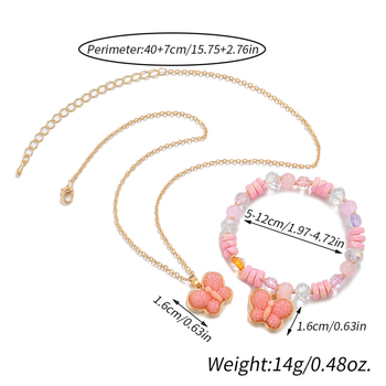 Vaikų karoliai ir apyrankė su resiniais karoliukais leptyrų motyvu - Rankų darbo; Pakabukas: resin; Grandinėlė: O formos; Amžius: 6–10 metų ir vyresni