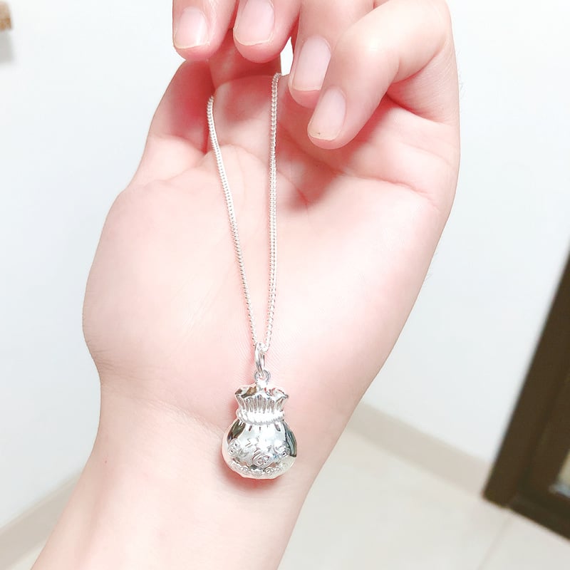 Vaikams ir kūdikiams 999 sidabro kaklo grandinėlė su ilgaamžio užrakto pakabuku, piniginės formos, šoninė grandinė, rankų darbas