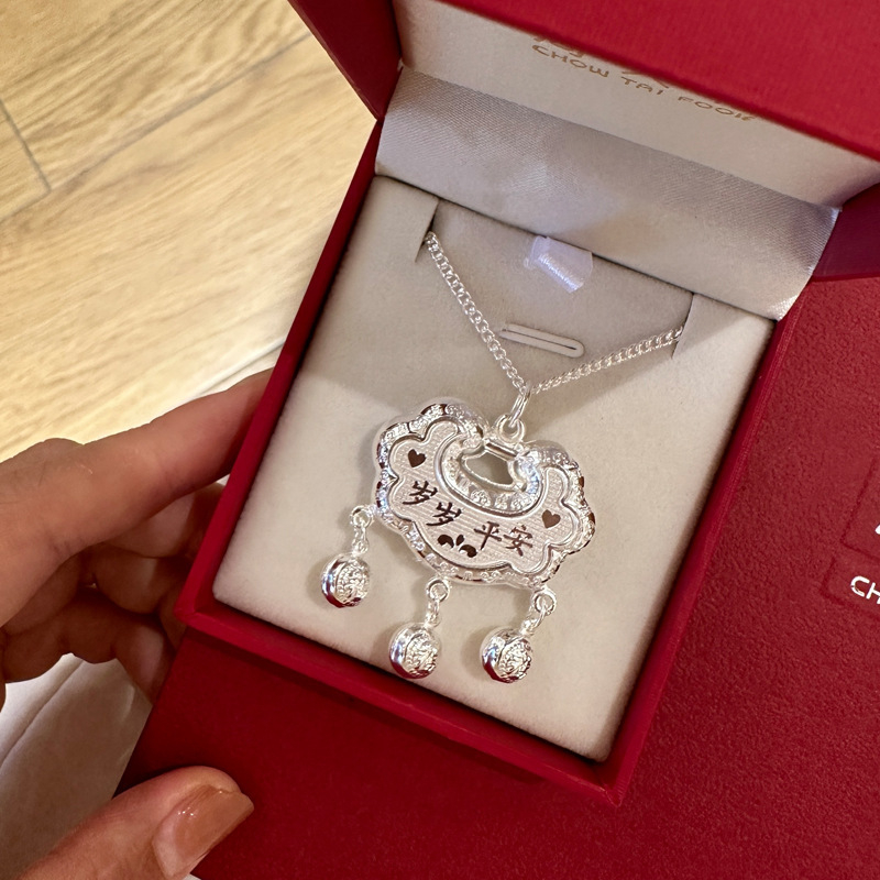 Colier pentru copii cu pandantiv din argint 999, stil etnic, lanț răsucit, reglabil 21–50 cm