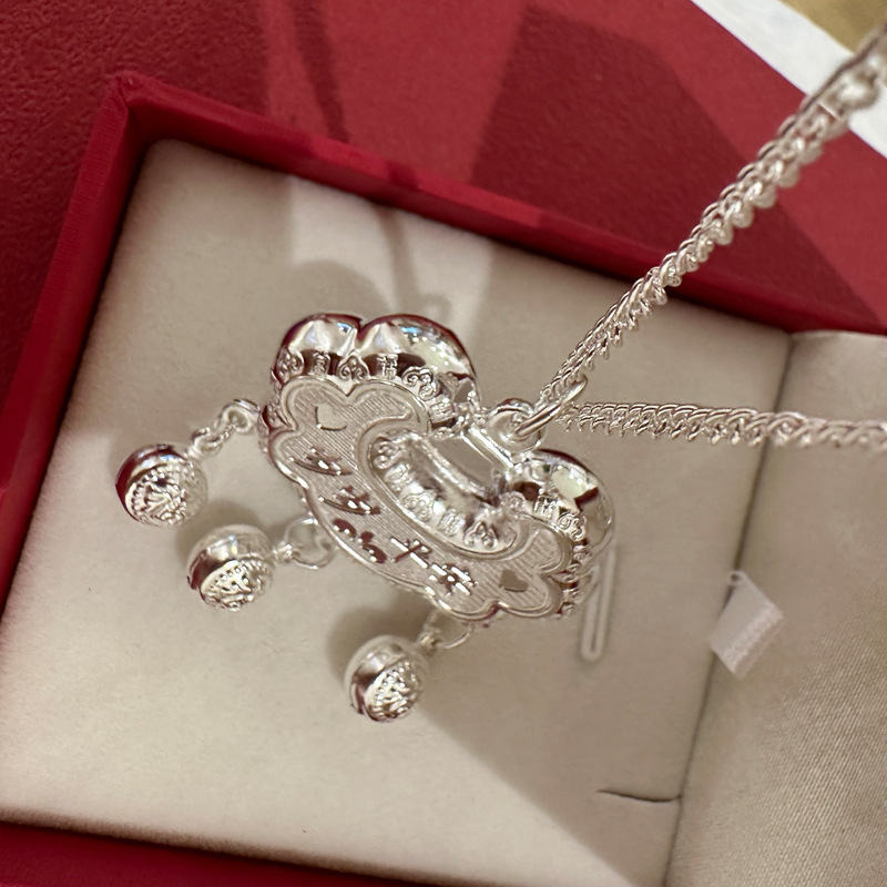 Colier pentru copii cu pandantiv din argint 999, stil etnic, lanț răsucit, reglabil 21–50 cm