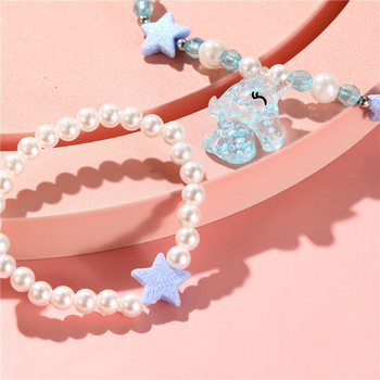 Vaikų kaklo papuošalas su vienaragio žvaigždžių spindesio pakabuku, derva/plastikas, rutulinis grandinėlė, rankų darbas, pritaikomas — Princesių serija