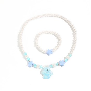 Vaikų kaklo papuošalas su vienaragio žvaigždžių spindesio pakabuku, derva/plastikas, rutulinis grandinėlė, rankų darbas, pritaikomas — Princesių serija